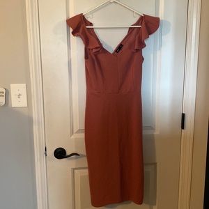 Max + Ash Scuba Crepe Ruffle Midi Dress